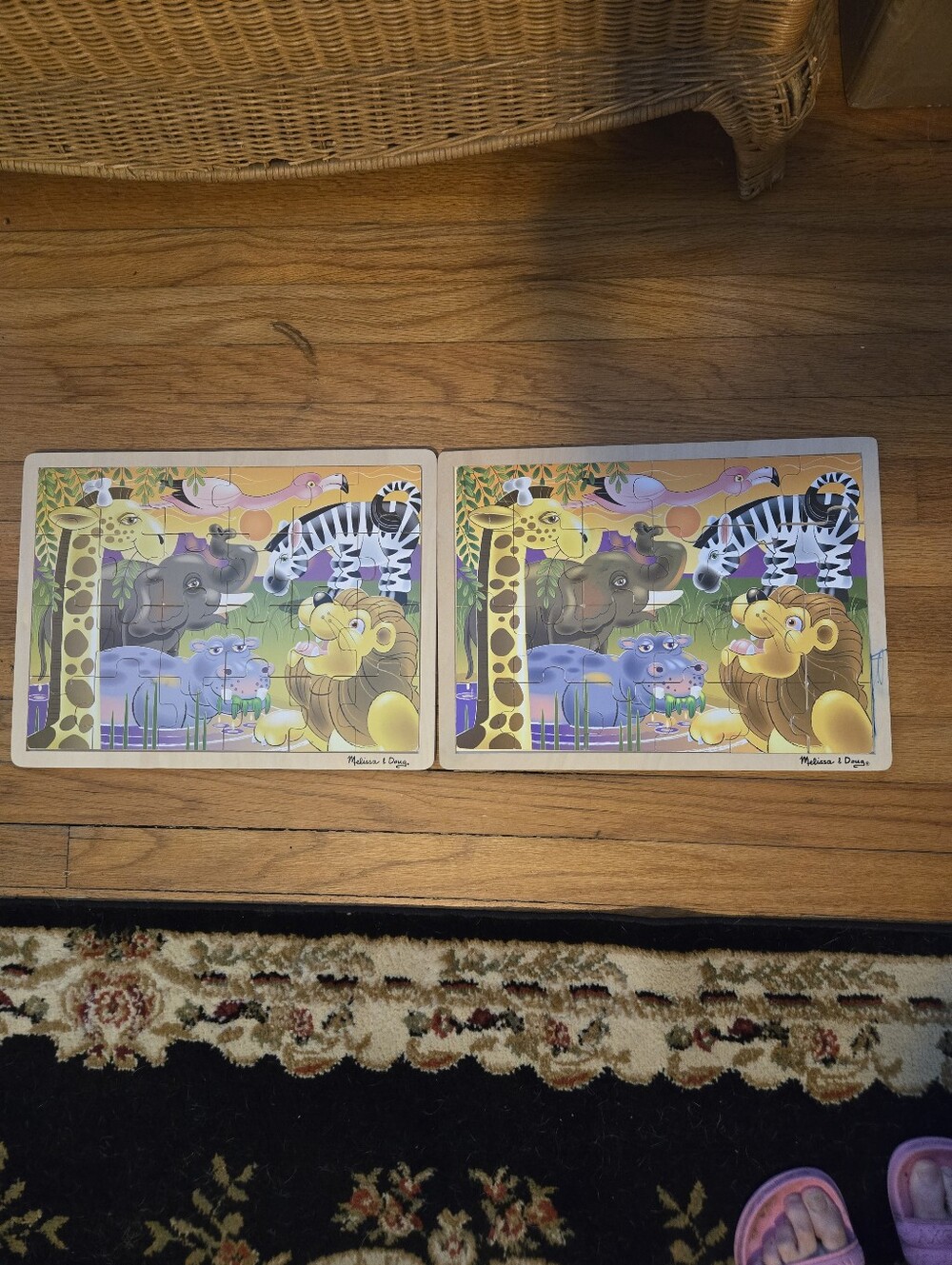 Melissa & Doug Colorful Jungle Animal Wooden Puzzles - Multicolor Set Of 2 Used